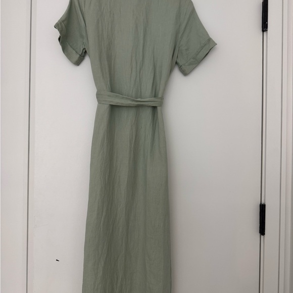 Aritzia Sage Green + Linen Shirt Dress - Picture 8 of 9